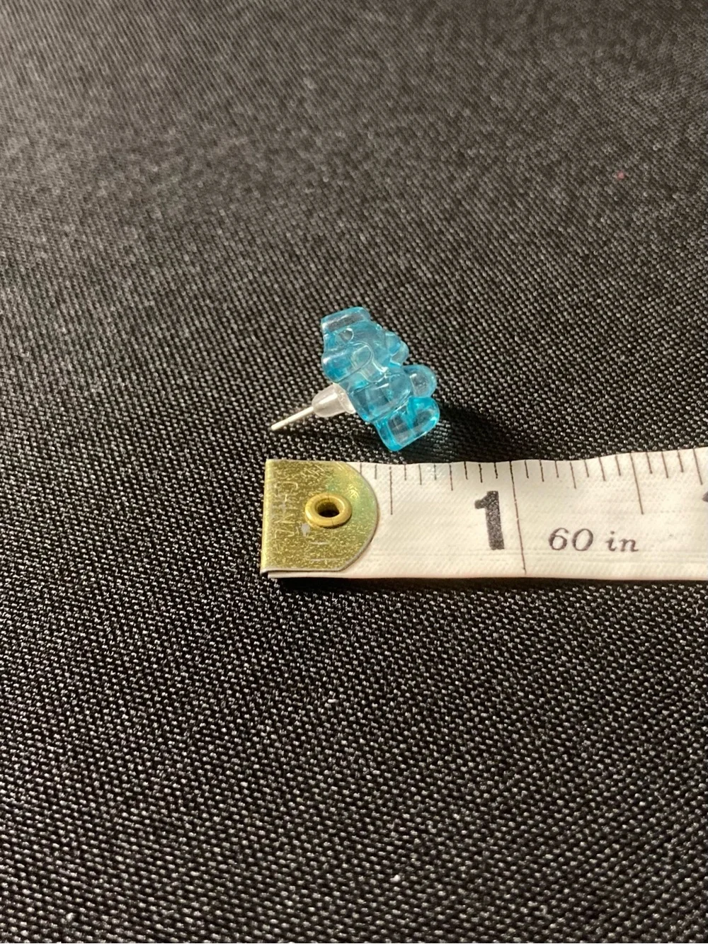 Handmade Teal Blue Transparent Gummy Bear Stud Earrings